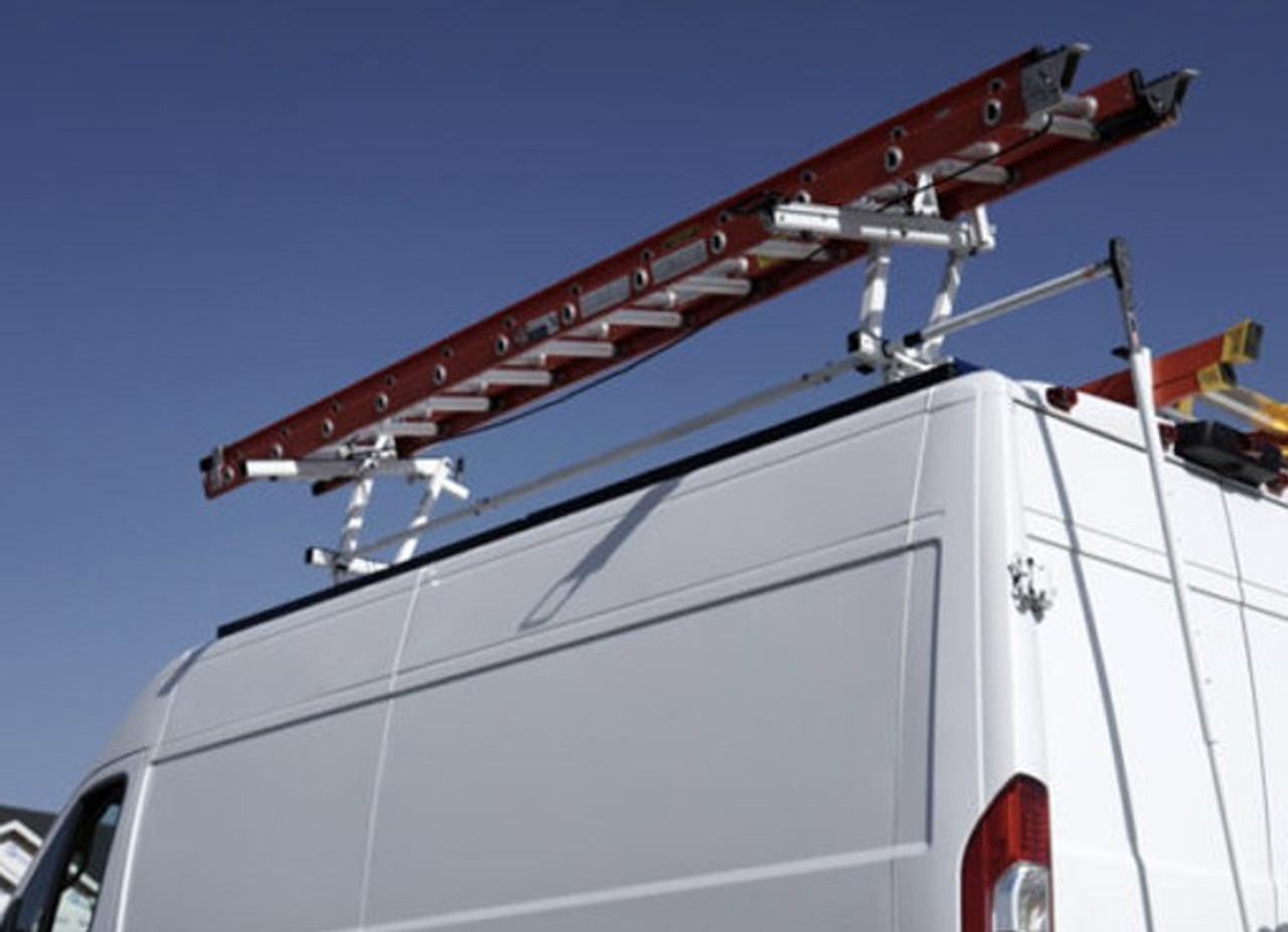 LadderProducts.com | Prime Design NextGen ErgoRacks CR3-GM-68-M - Chevy Express & GMC Savana Single Side Drop-Down and Single Clamp-Down Ladder Rack With Middle Crossbar