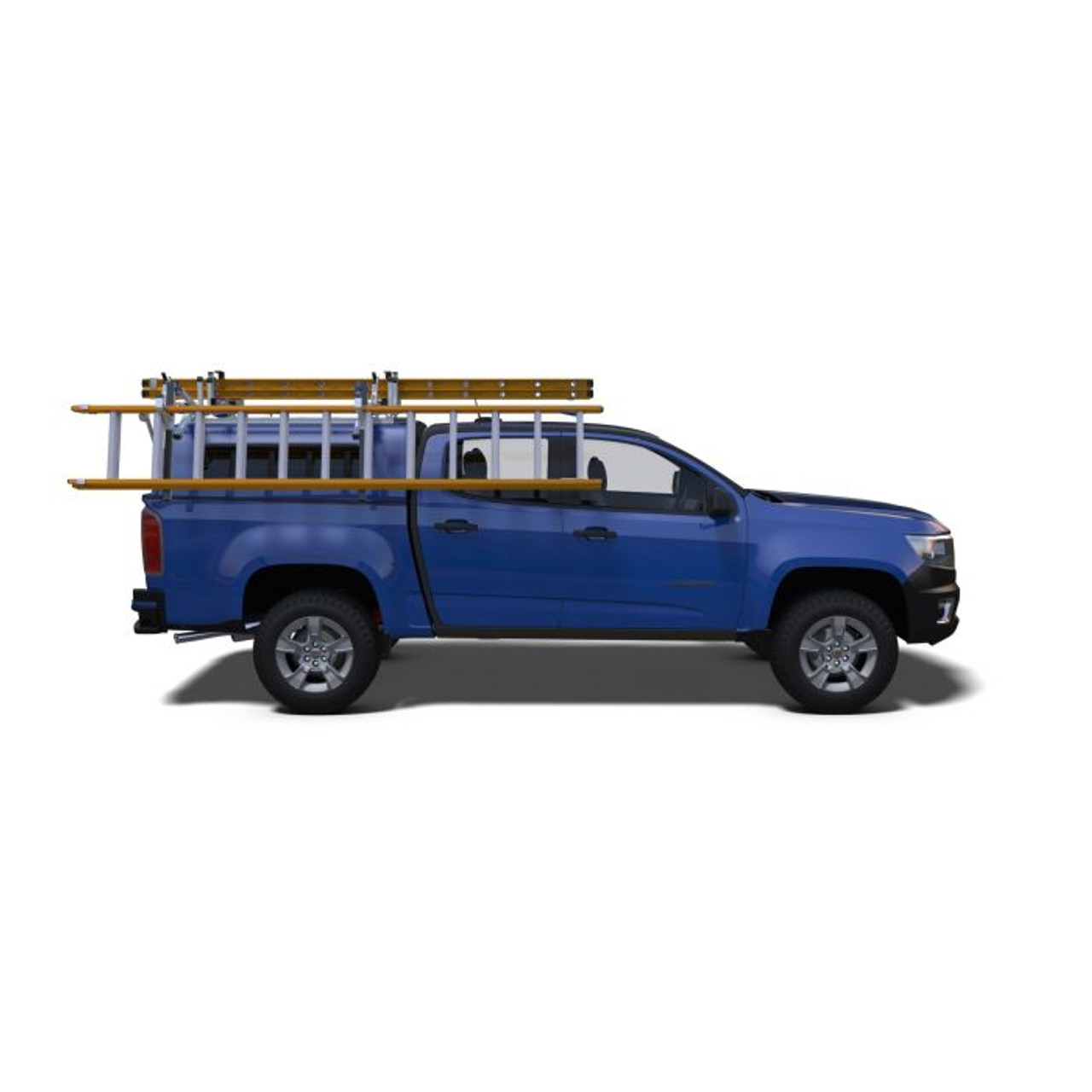 LadderProducts.com | Prime Design NEXT GEN ErgoRack Dual Drop-Down Ladder Rack (RR-PU1-62-M) for 4.5-5 Ft Compact Truck Bed Cap
