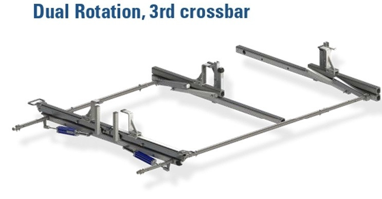 LadderProducts.com | Prime Design NEXT GEN ErgoRack Dual Drop-Down Ladder Rack with Middle Crossbar (RR3-PU2-62-M) for 5.5-6 Ft Mid Size Truck Bed Cap