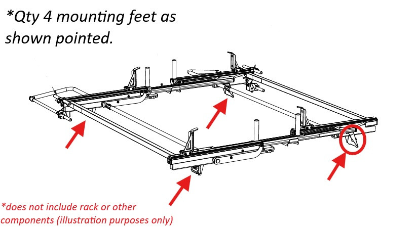 Adrian Steel ProLift Mounting Feet Kit, 4 Pk, Express/Savana Vans