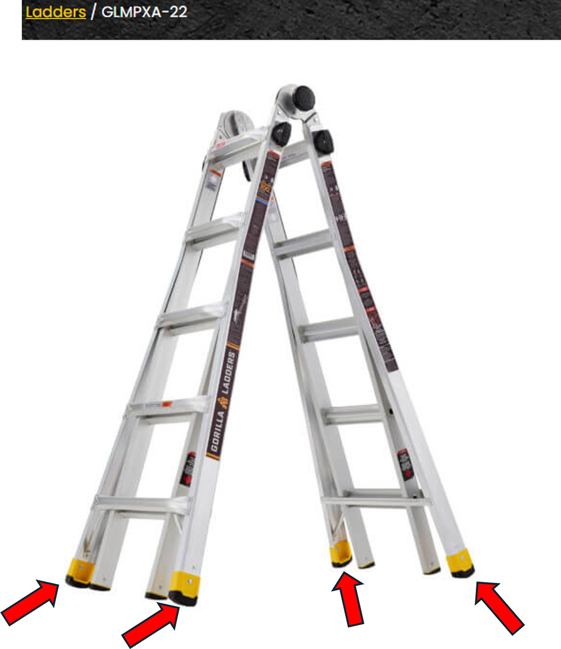 LadderProducts.com | Gorilla Outer Feet GLMPXA-FT-5 (set of 2) for Model GLMPXA Multi-Position Ladders