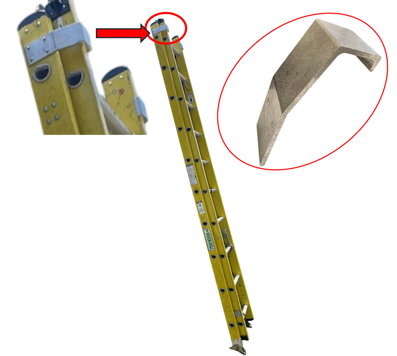 LadderProducts.com | Green Bull Extension Ladder Base Slide Guide Bracket Kit 390114 for Model 6200 Series