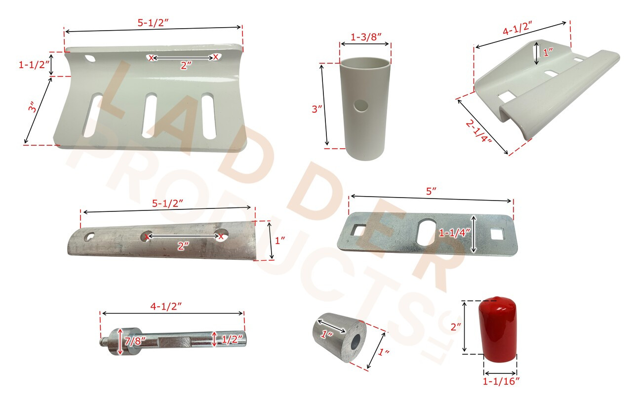LadderProducts.com | Weather Guard Replacement Bolt Kit 70528 for Model 2271-3-01 & 2261-3-01 EZGLIDE2™ Drop-down Van Rack Dimensions