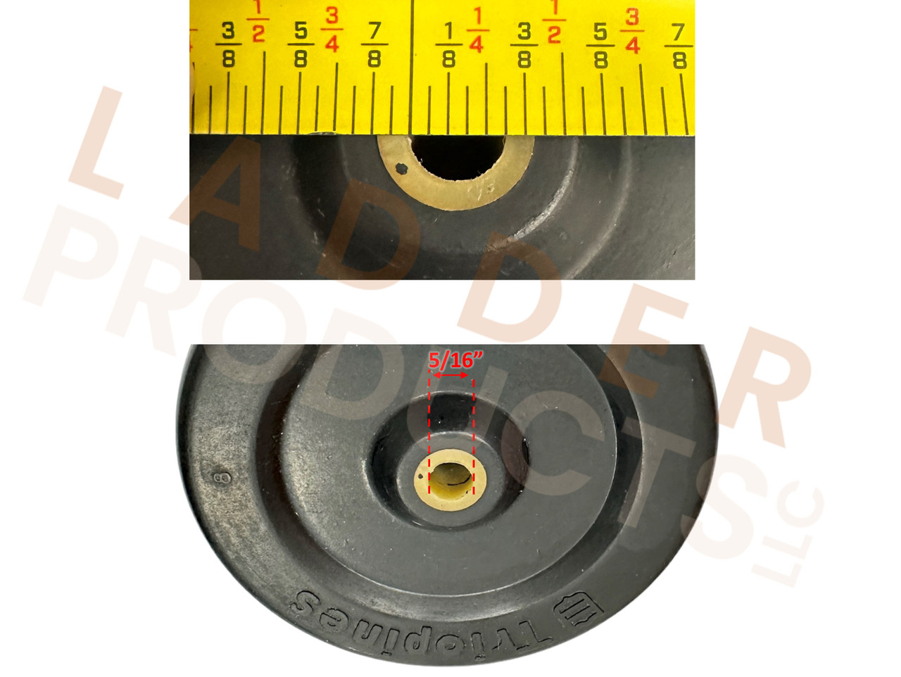 LadderProducts.com | 4" x 1" Soft Rubber Wheel 5/16" ID Ball Bearings