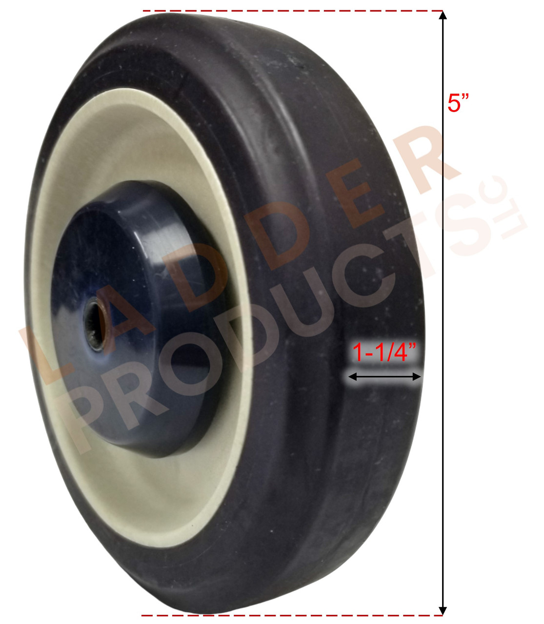 LadderProducts.com | 5" x 1-1/4" Shopping Cart Polyurethane Wheel with 5/16" Ball Bearings R5203A