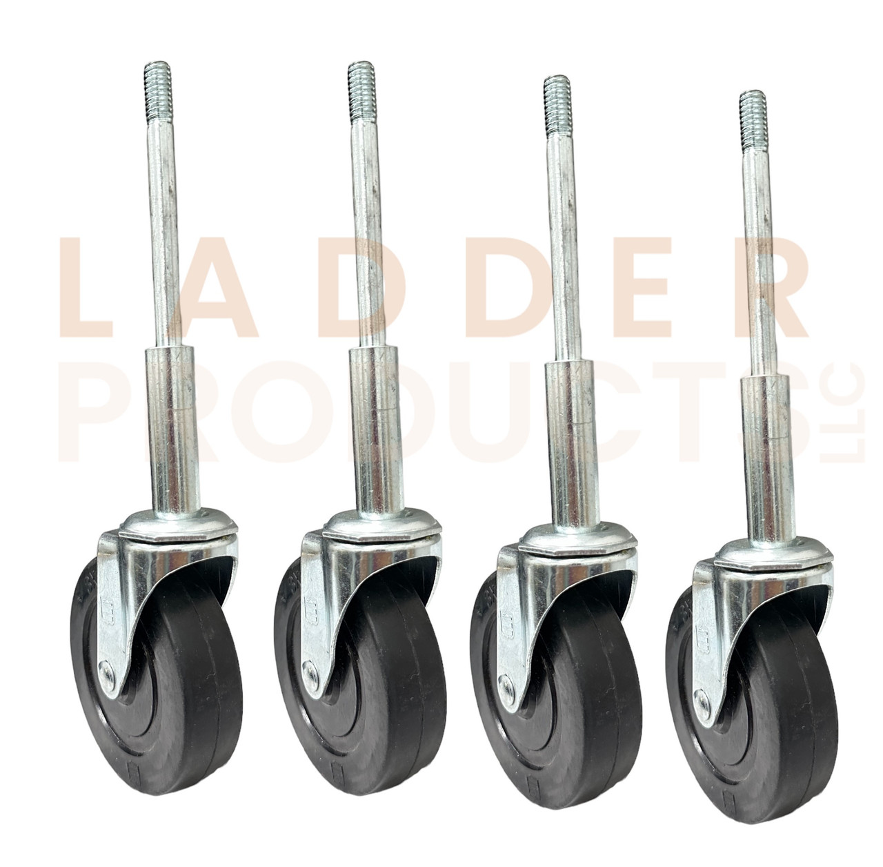 LadderProducts.com | 3" x 1" Soft Rubber Caster Wheel with 5/16" Threaded Stem Q833021SR