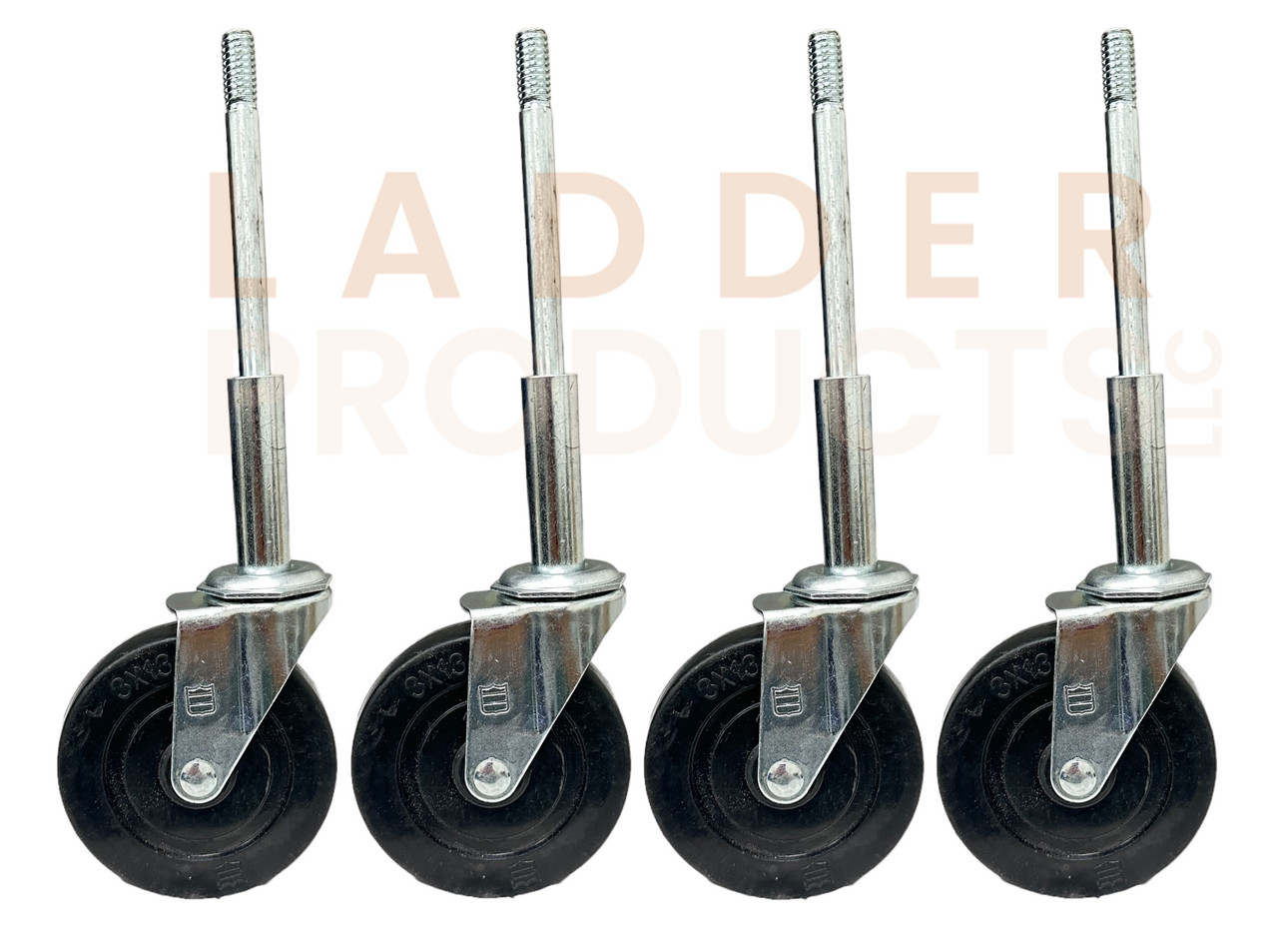 LadderProducts.com | 3" x 1" Soft Rubber Caster Wheel with 5/16" Threaded Stem Q833021SR