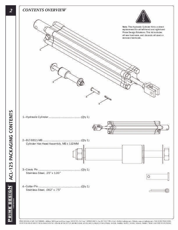 LadderProducts.com | Prime Design Hydraulic Cylinder Gas Spring Assembly with Hardware ACL-125
