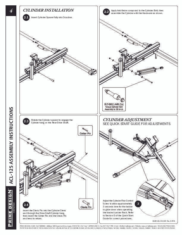 LadderProducts.com | Prime Design Hydraulic Cylinder Gas Spring Assembly with Hardware ACL-125