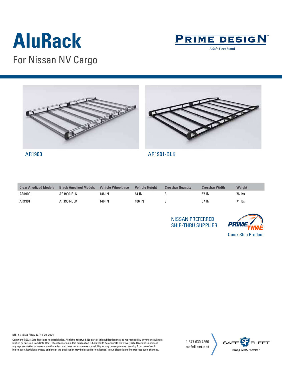 LadderProducts.com | Prime Design AluRack Nissan NV Cargo AR1901