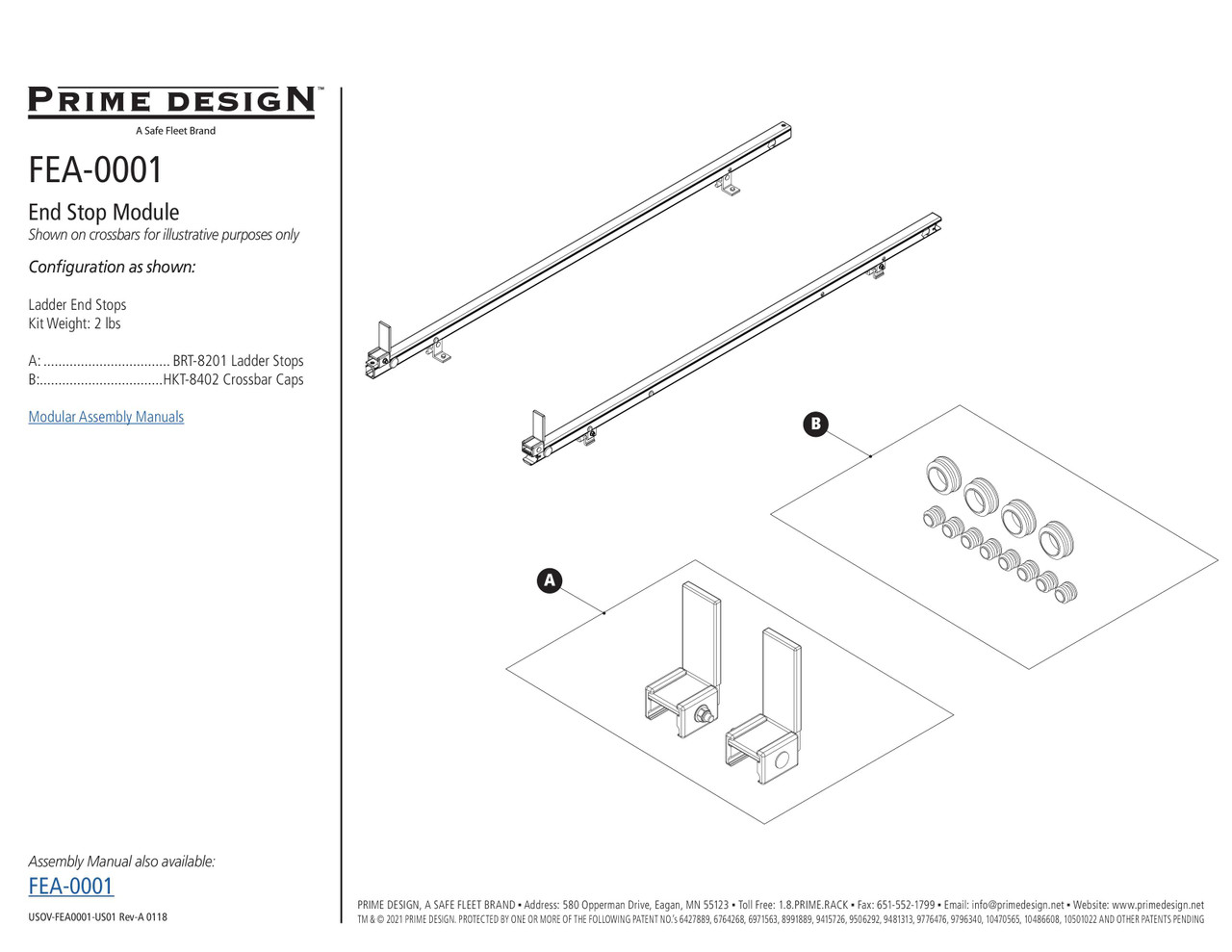 LadderProducts.com | Prime Design ErgoRack End Stop Feature Kit FEA-0001