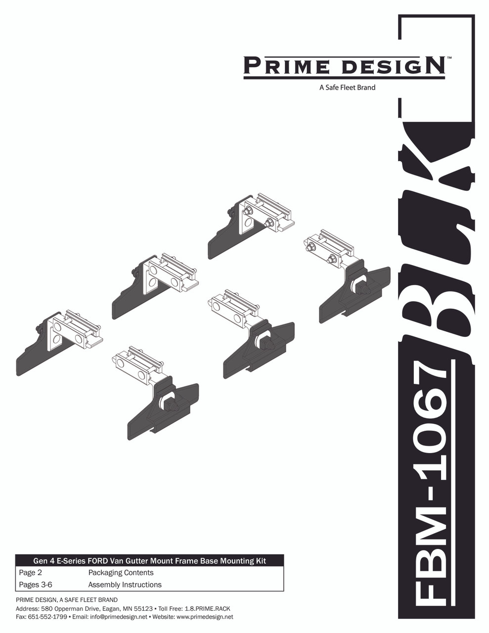 LadderProducts.com | Prime Design FBM-1067-BLK Ford E-Series Guttered Mounting Kit