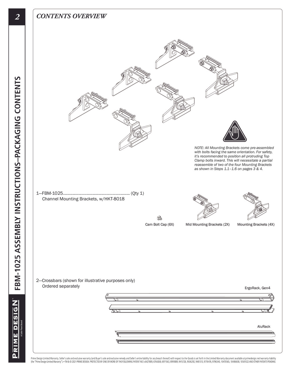 LadderProducts.com | Prime Design FBM-1025 GM Van Roof Base Mounting Kit