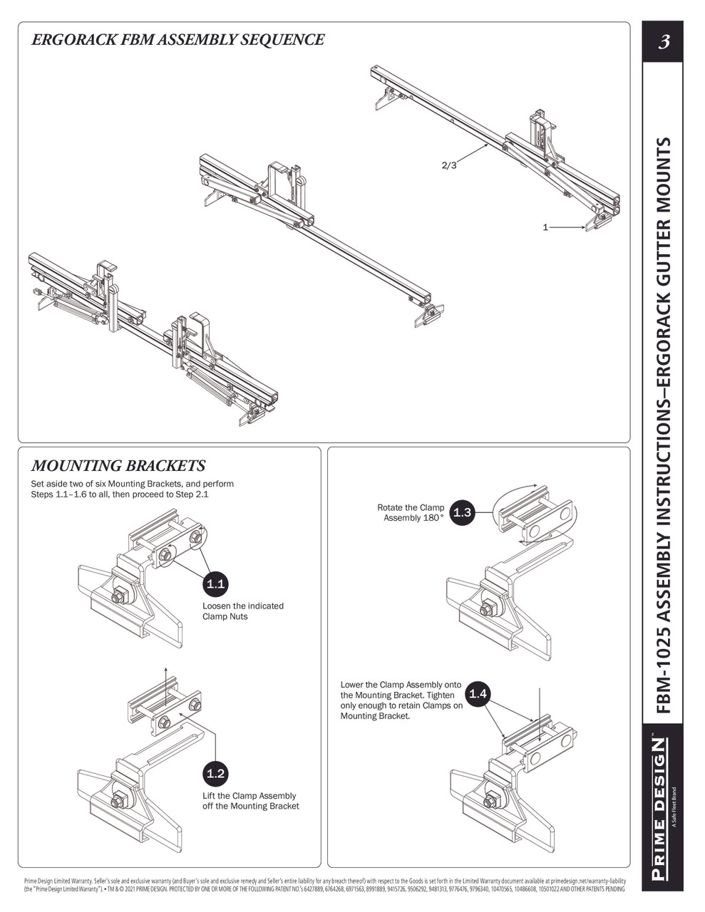 LadderProducts.com | Prime Design FBM-1025 GM Van Roof Base Mounting Kit