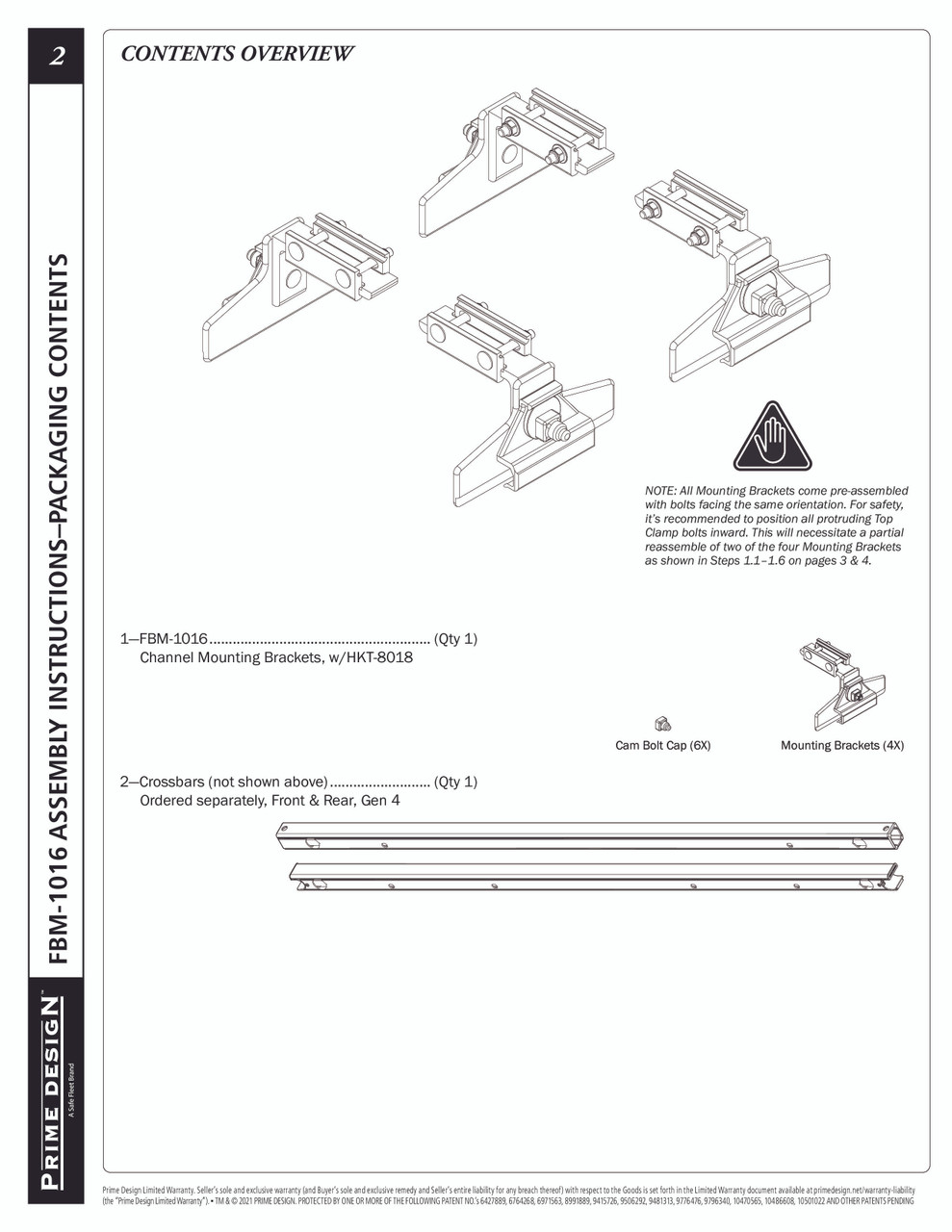 LadderProducts.com | Prime Design FBM-1016 GM Van Roof Base Mounting Kit