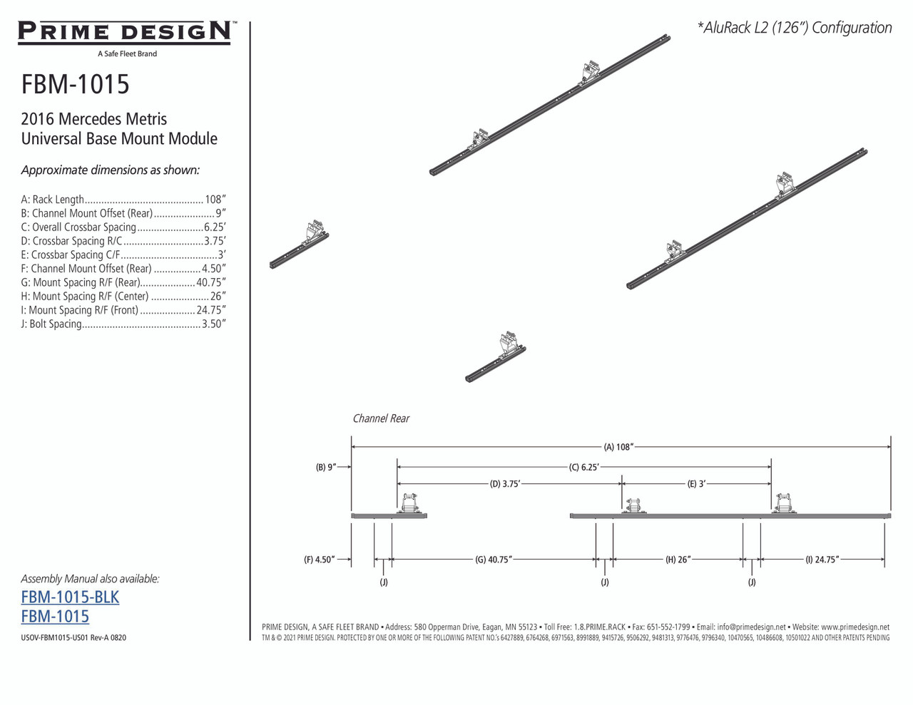 LadderProducts.com | Prime Design FBM-1015-BLK Mercedes Metris Roof Mounting Kit
