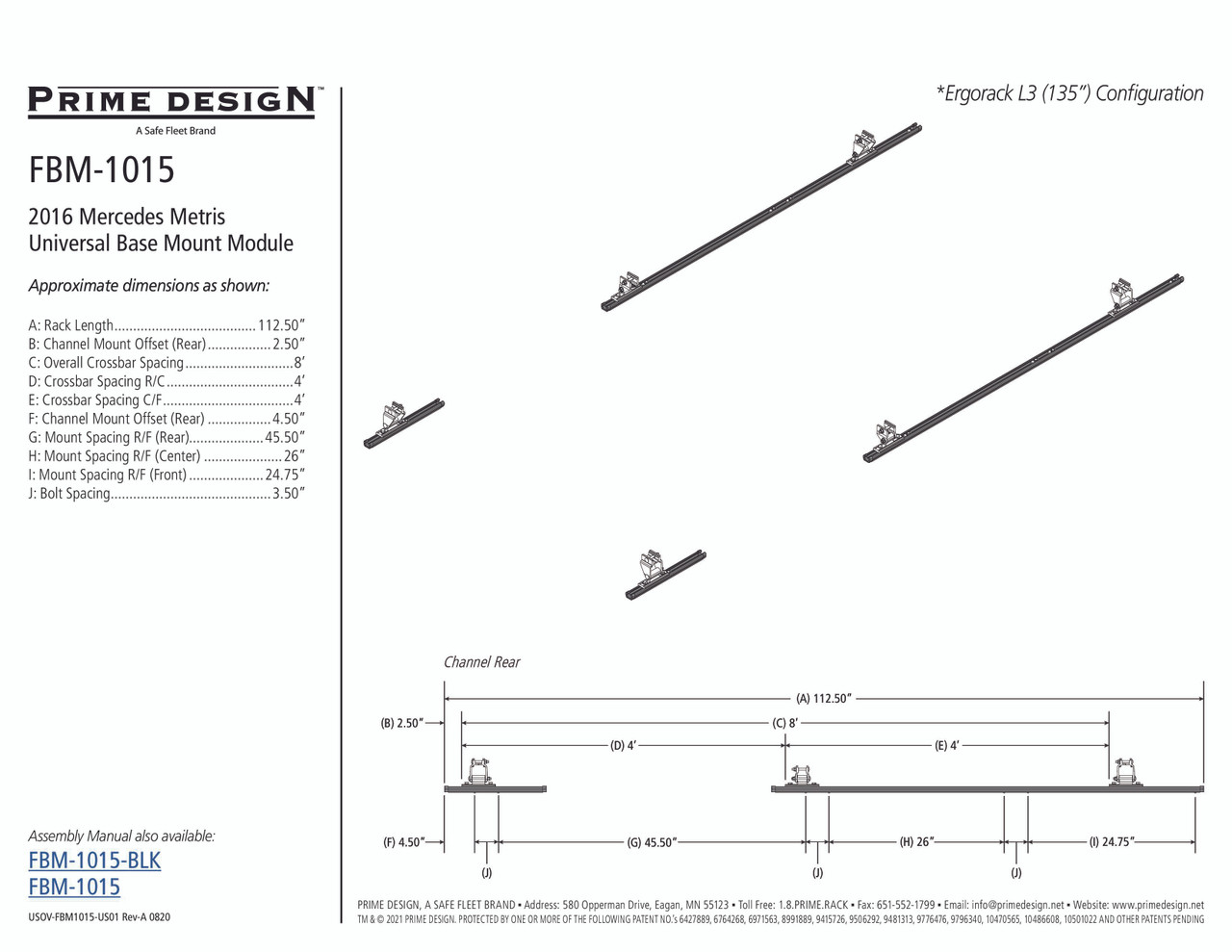 LadderProducts.com | Prime Design FBM-1015-BLK Mercedes Metris Roof Mounting Kit