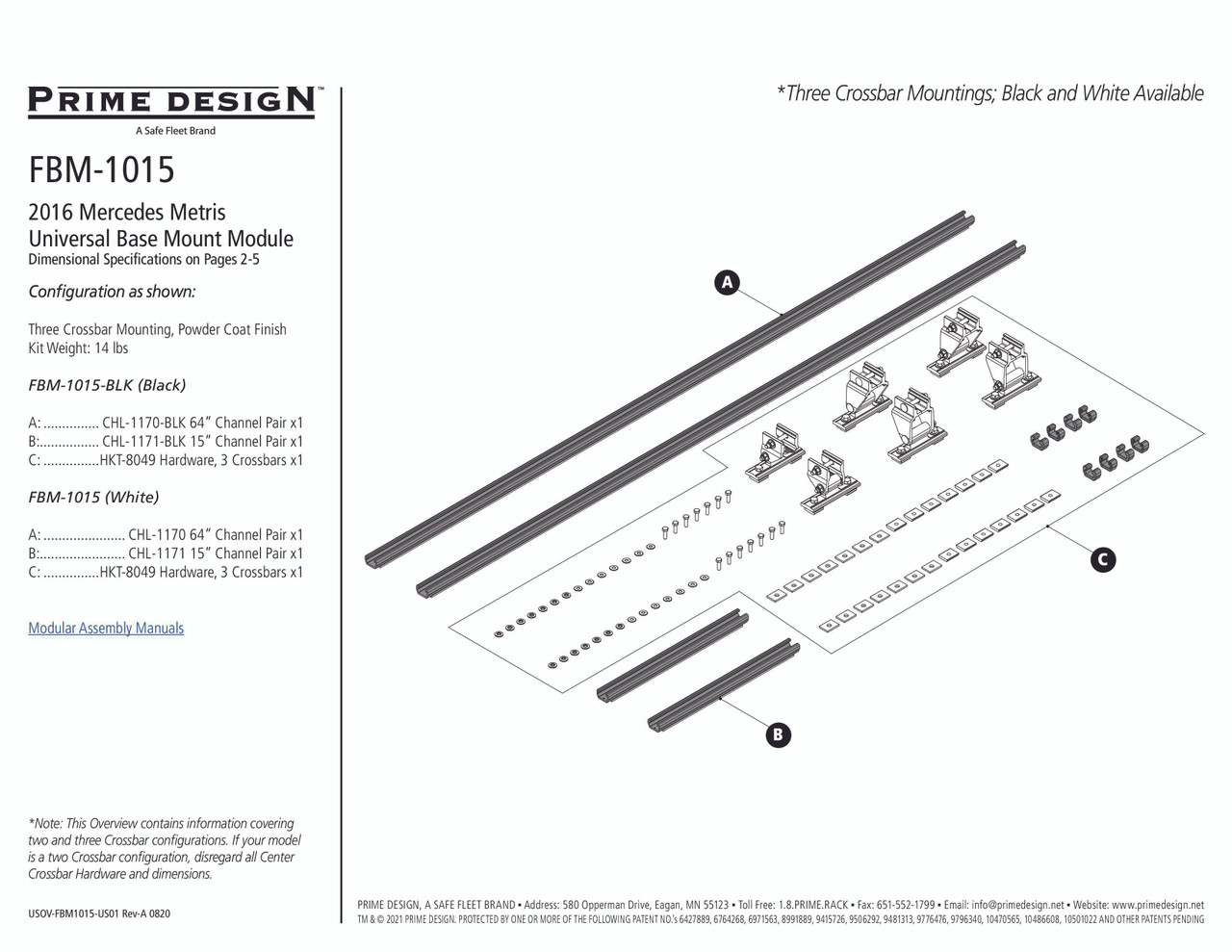 LadderProducts.com | Prime Design FBM-1015-BLK Mercedes Metris Roof Mounting Kit
