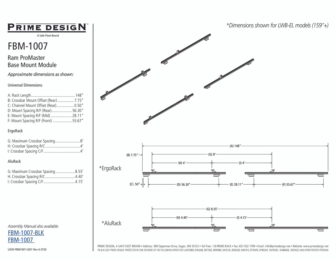 LadderProducts.com | Prime Design FBM-1007 RAM ProMaster Roof Mounting Kit