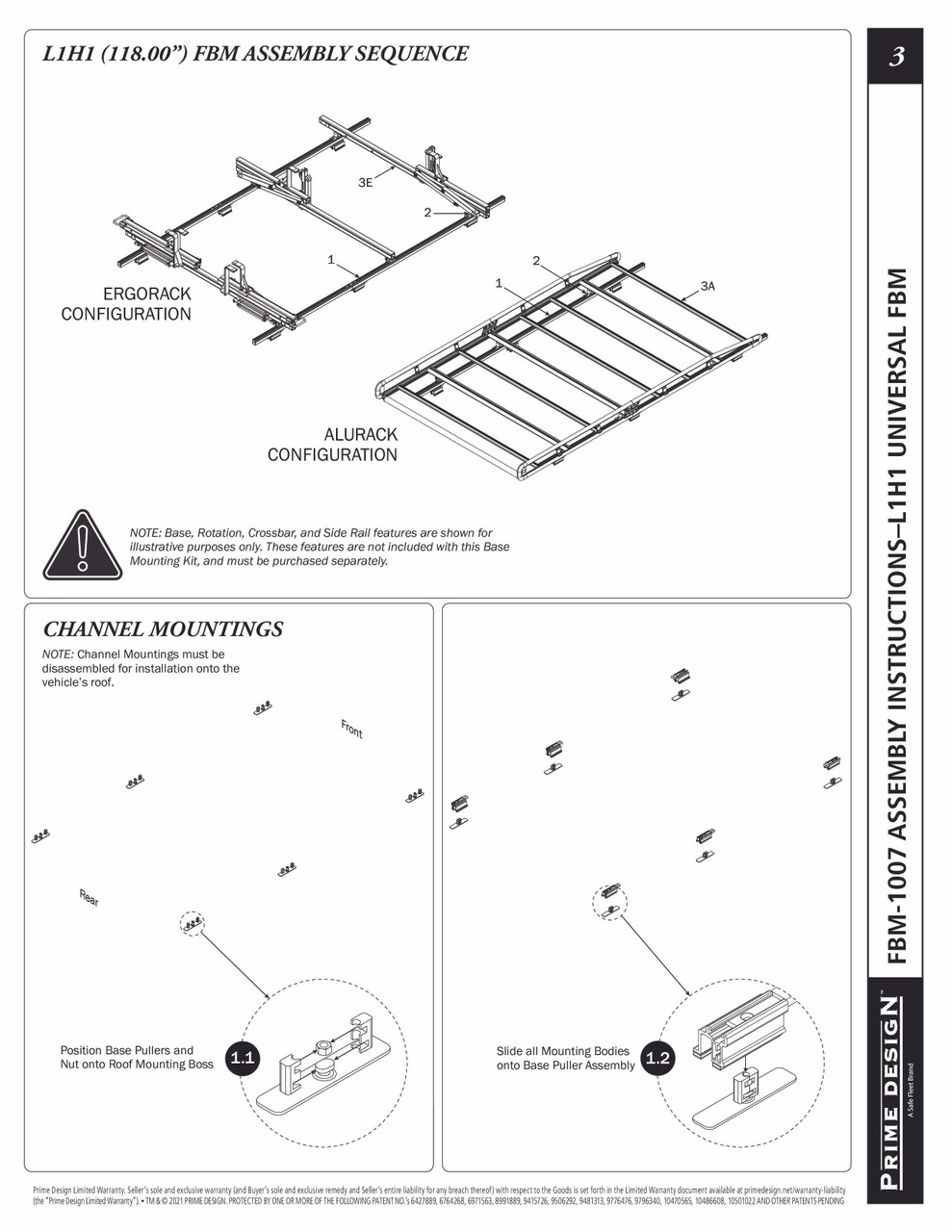 LadderProducts.com | Prime Design FBM-1007 RAM ProMaster Roof Mounting Kit