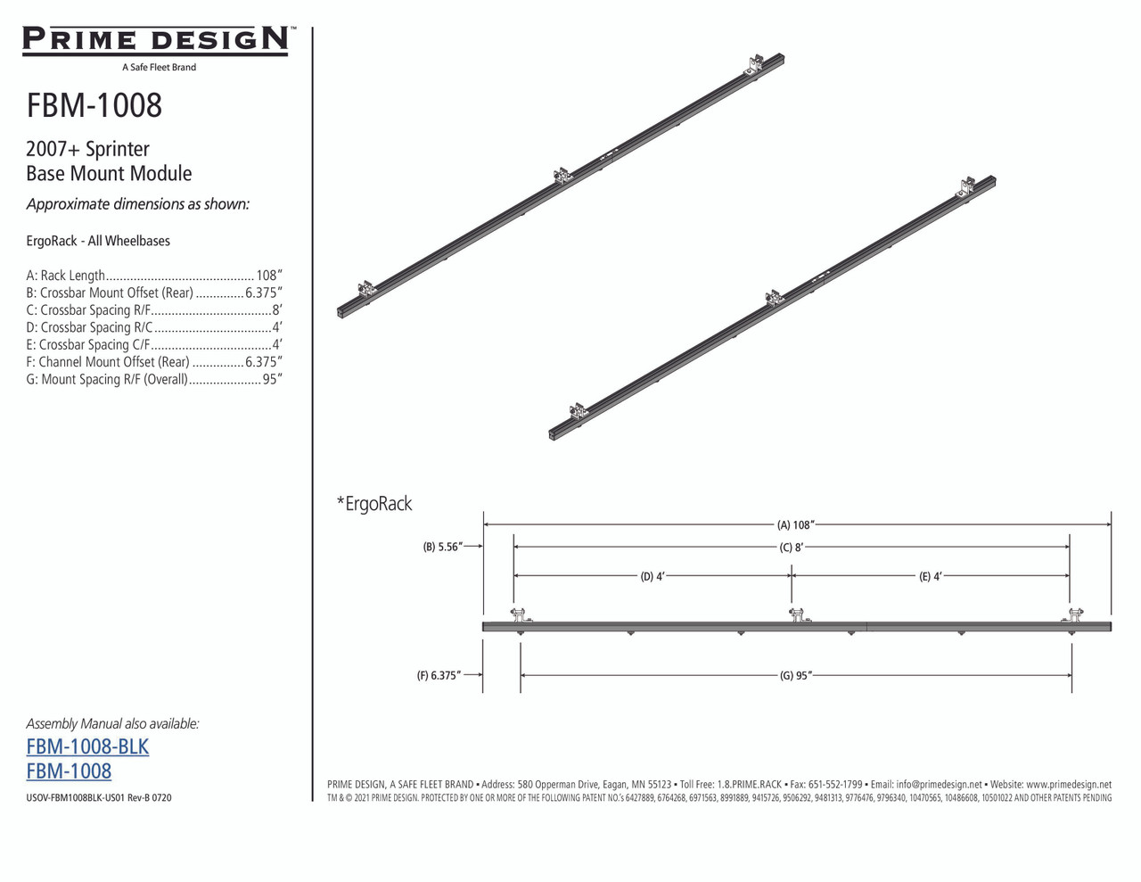 LadderProducts.com | Prime Design FBM-1008 Mercedes Sprinter Roof Mounting Kit - w/o Factory Channels