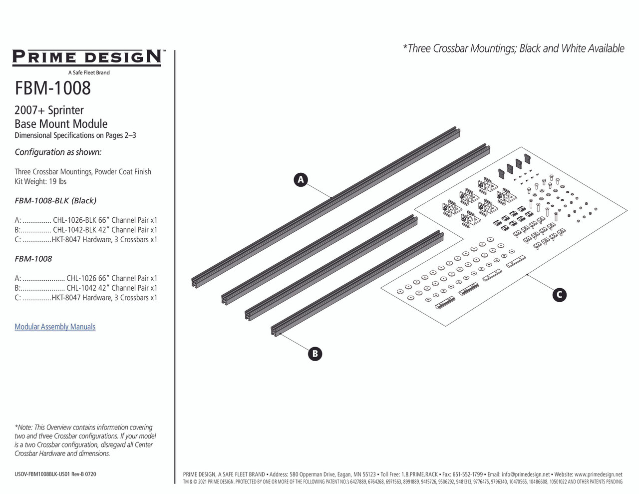 LadderProducts.com | Prime Design FBM-1008 Mercedes Sprinter Roof Mounting Kit - w/o Factory Channels