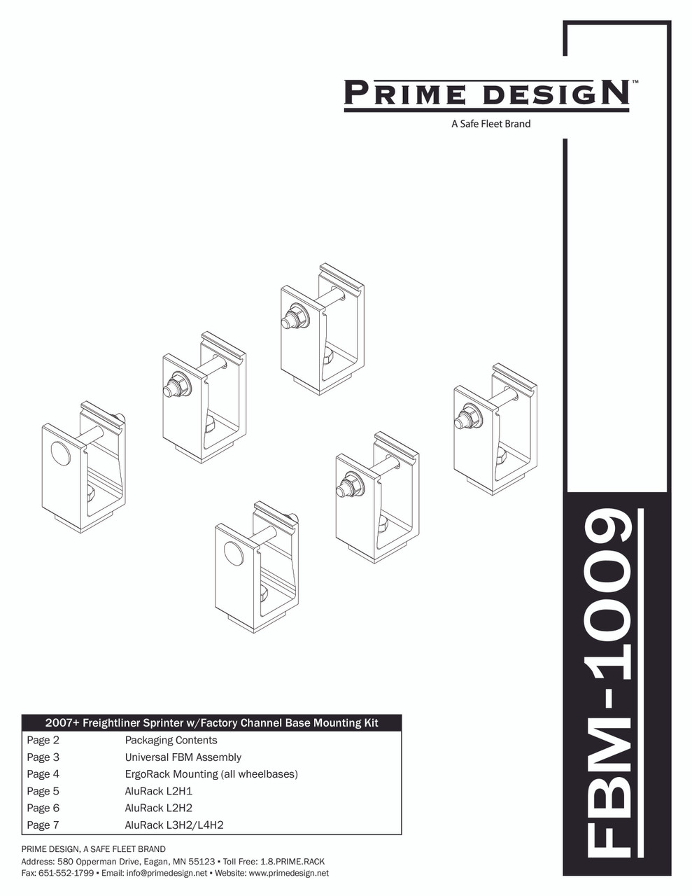 LadderProducts.com | Prime Design FBM-1009 Mercedes Sprinter Roof Mounting Kit - w/ Factory Channels