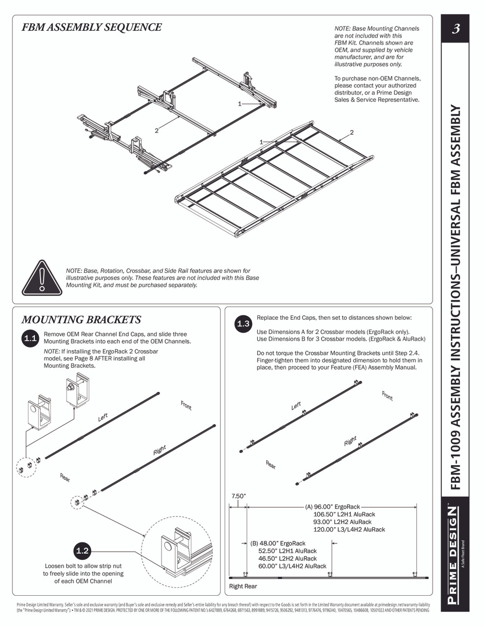 LadderProducts.com | Prime Design FBM-1009 Mercedes Sprinter Roof Mounting Kit - w/ Factory Channels
