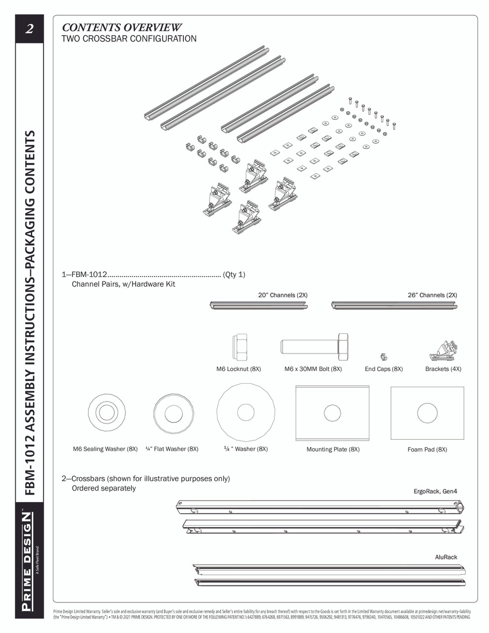 LadderProducts.com | Prime Design FBM-1012 Ford Transit Connect Roof Mounting Kit