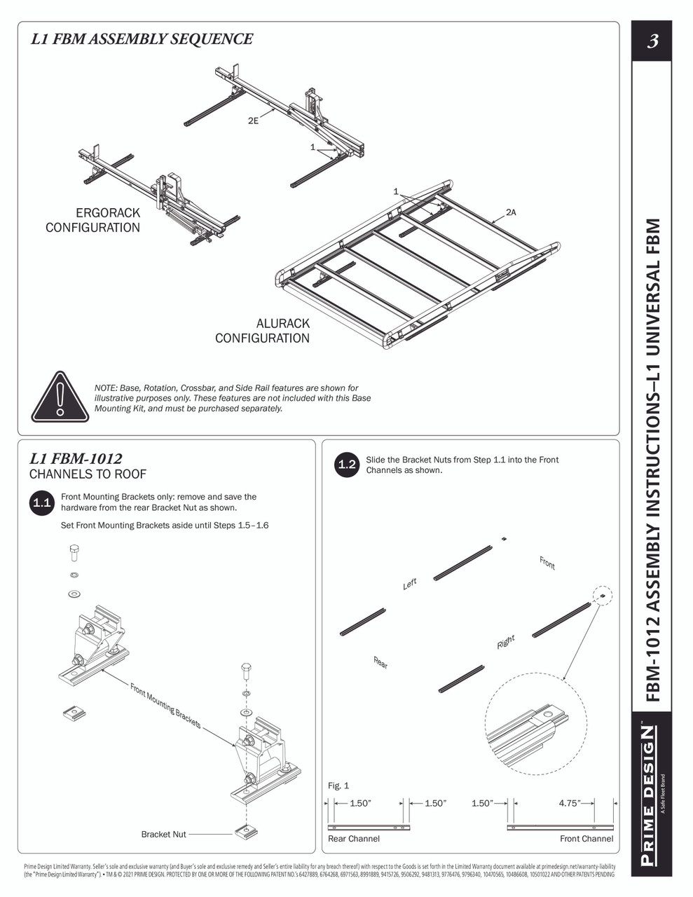 LadderProducts.com | Prime Design FBM-1012 Ford Transit Connect Roof Mounting Kit