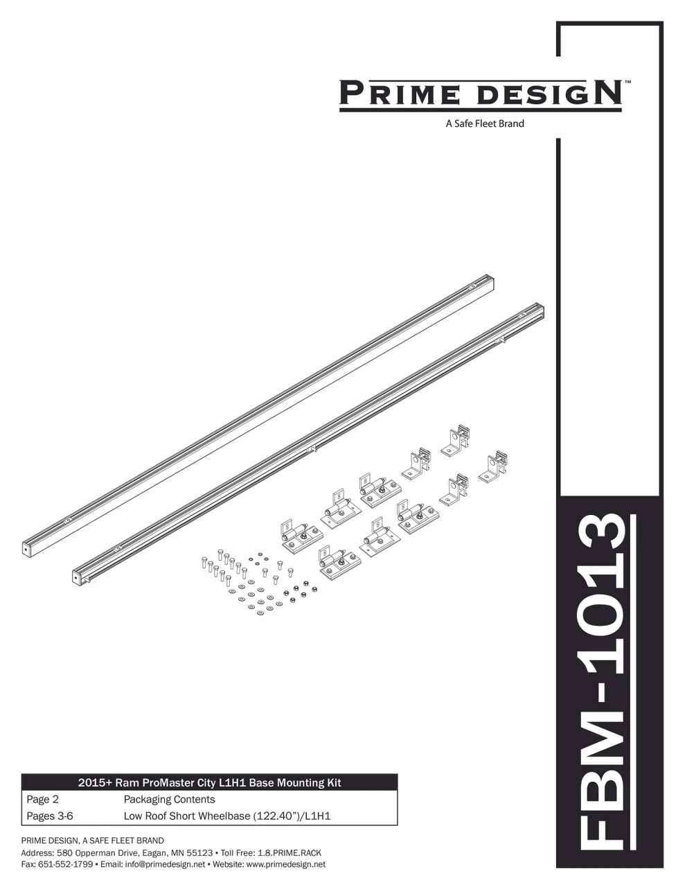 LadderProducts.com | Prime Design FBM-1013 RAM ProMaster City Roof Mounting Kit