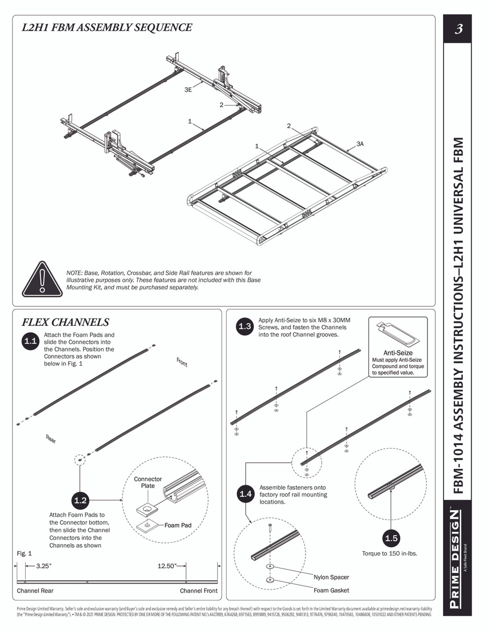Prime Design FBM-1014 NV200 & Chevy City Express Roof Mounting Kit