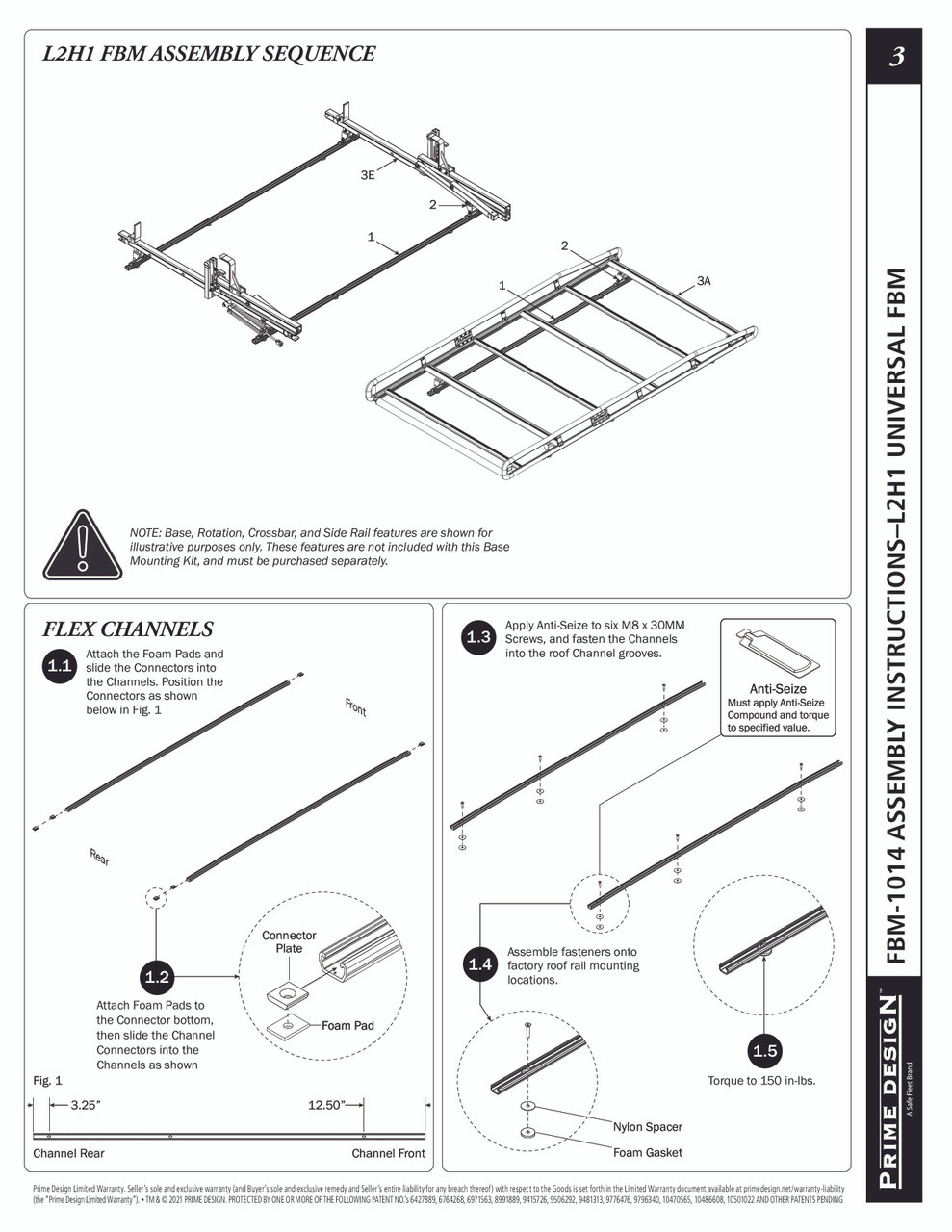 LadderProducts.com | Prime Design FBM-1014 Nissan NV200 & Chevrolet City Express Roof Mounting Kit