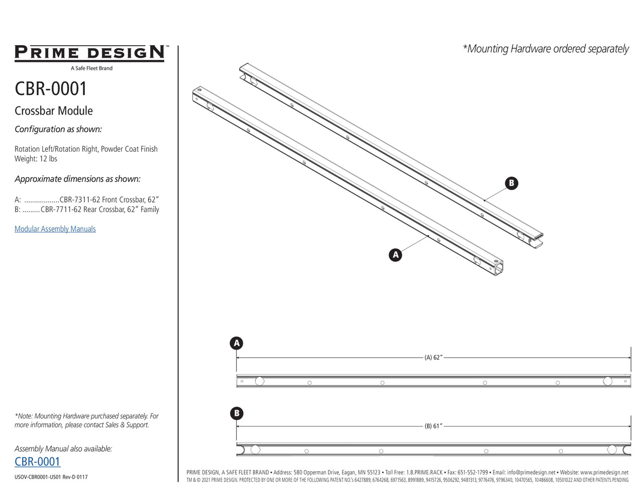 LadderProducts.com | Prime Design ErgoRack CrossBar Kit 62" CBR-0001