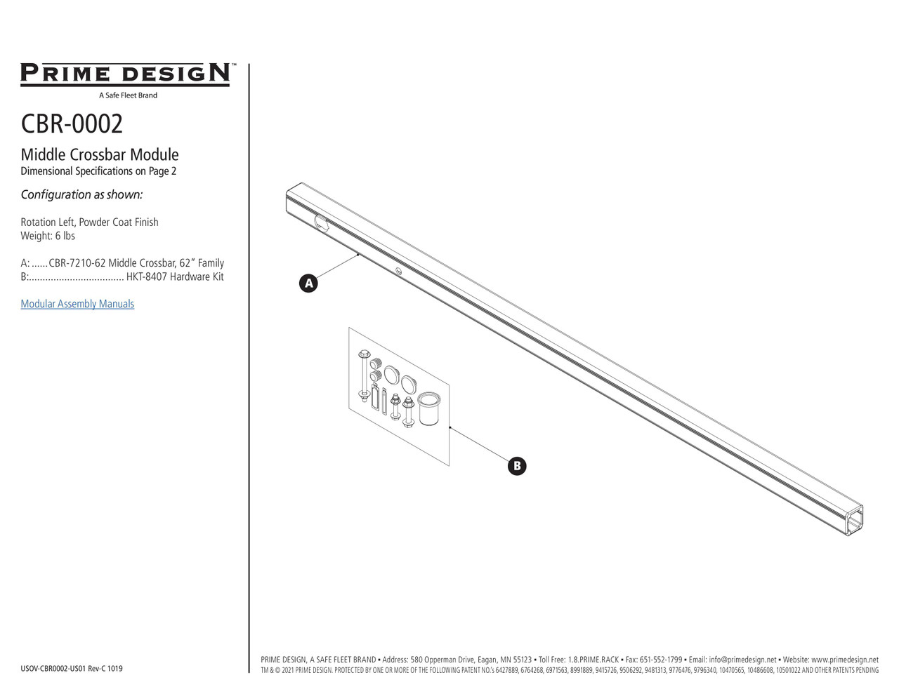 LadderProducts.com | Prime Design ErgoRack Middle CrossBar Kit 62" CBR-0002