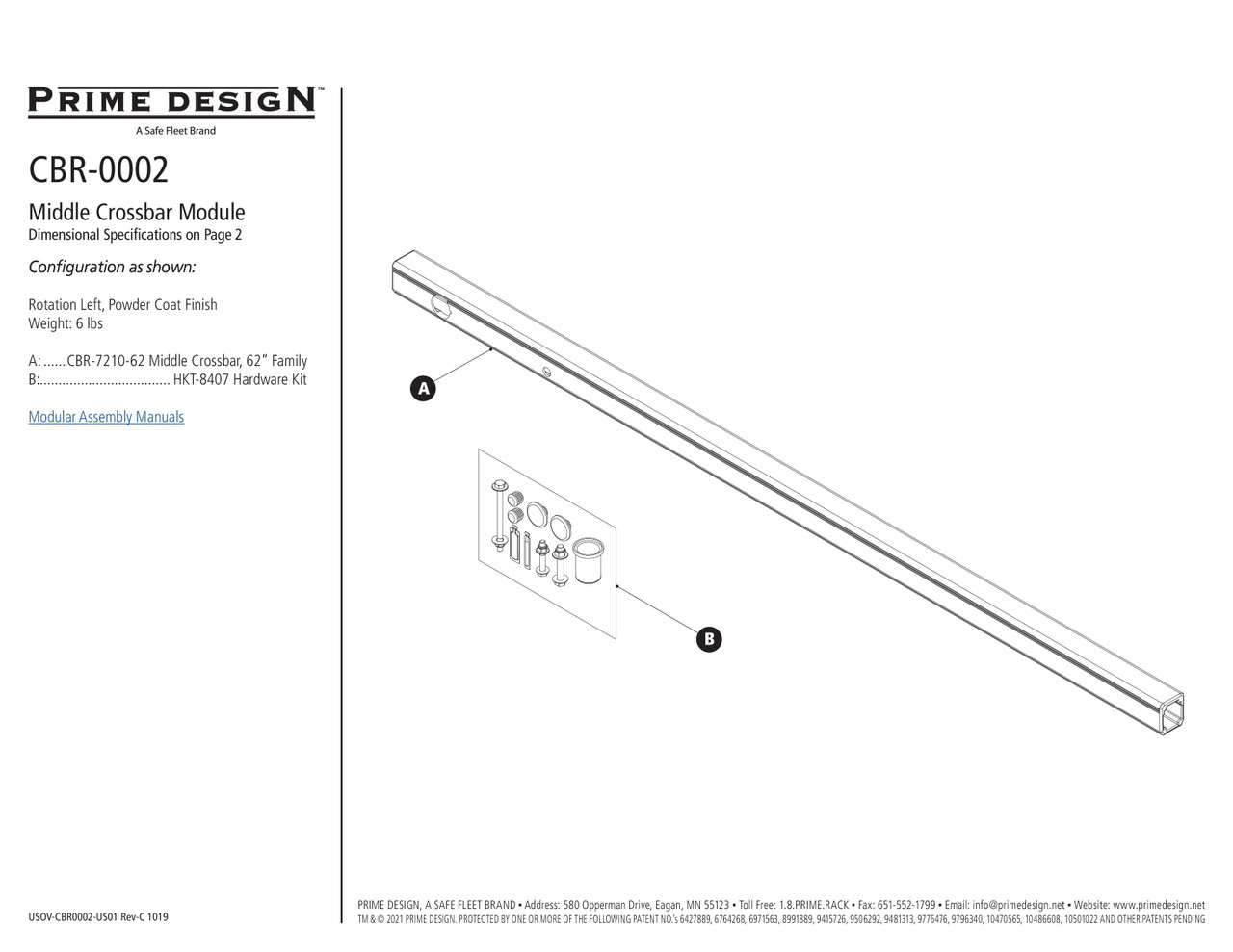 LadderProducts.com | Prime Design ErgoRack Middle CrossBar Kit 62" CBR-0002