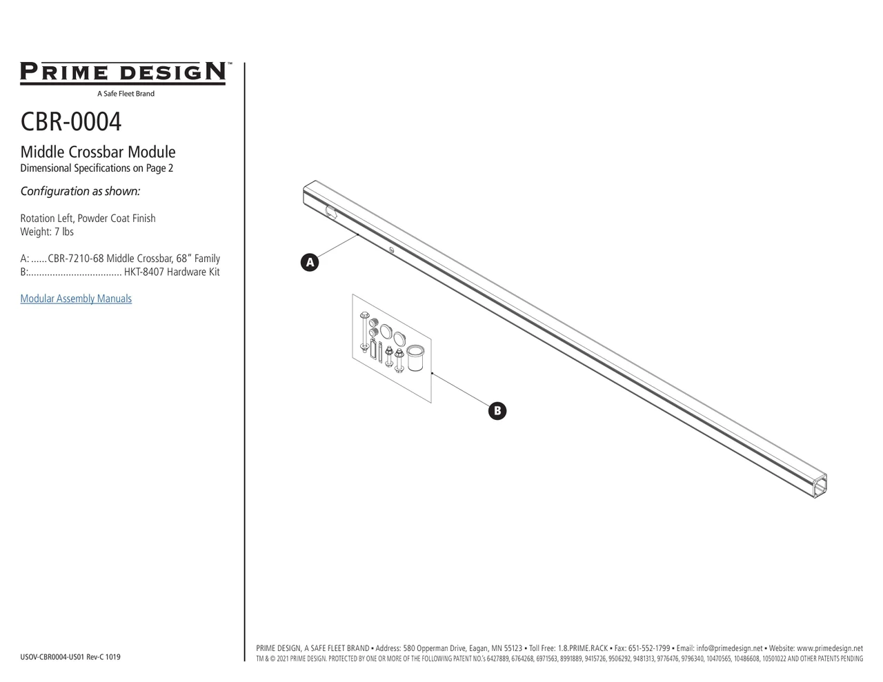 LadderProducts.com | Prime Design ErgoRack Middle CrossBar Kit 68" CBR-0004