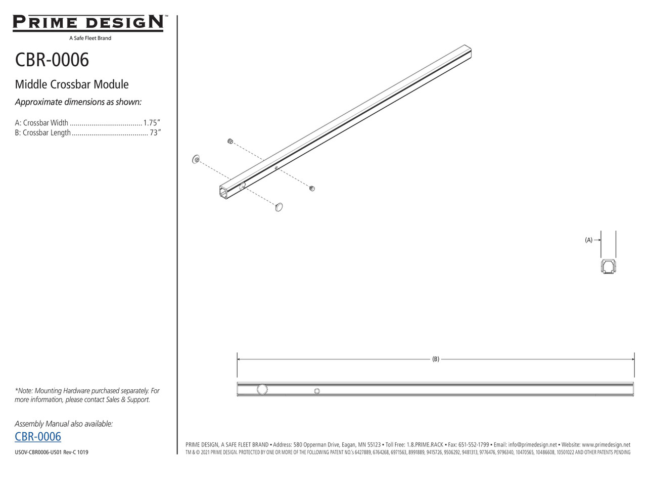 LadderProducts.com | Prime Design ErgoRack CrossBar Kit 78" CBR-0006