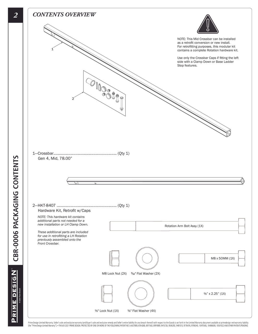 LadderProducts.com | Prime Design ErgoRack CrossBar Kit 78" CBR-0006