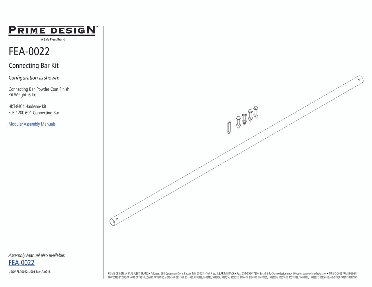LadderProducts.com | Prime Design FEA-0022 60" Connecting Bar Feature Kit