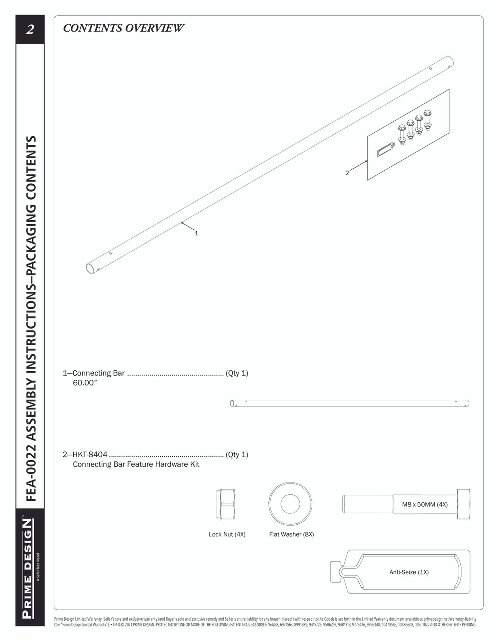 LadderProducts.com | Prime Design FEA-0022 60" Connecting Bar Feature Kit