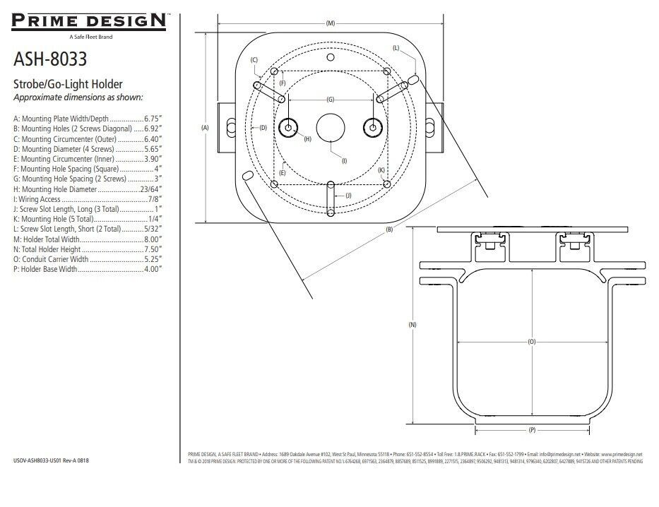 Prime Design ASH-8033 Strobe & Go Light Holder Universal Mount 7.5 IN