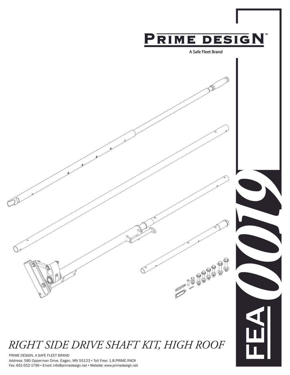LadderProducts.com | Prime Design ELR-8092 Rear Drive Shaft RH High Roof