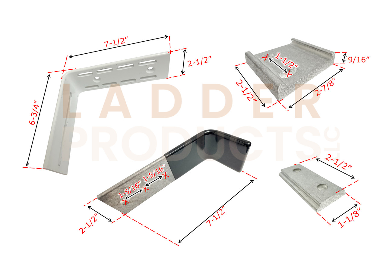 LadderProducts.com | Prime Design CDR-8044 Heavy Duty Front Clamp Down Hook Assembly for FEA-0008 Dimensions
