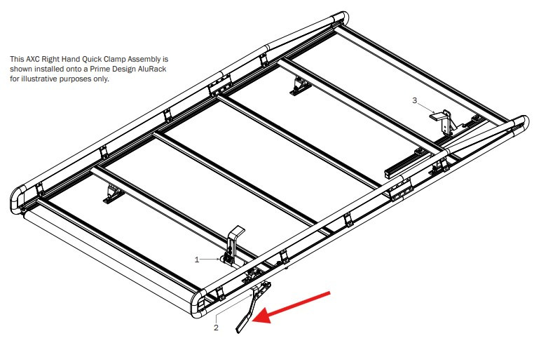 LadderProducts.com | Prime Design CDR-8724 AluRack RH Quick Clamp Handle Assembly