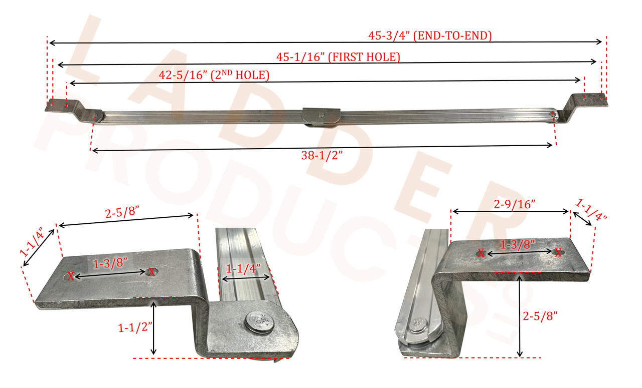 LadderProducts.com | Werner SPREADER WITH HARDWARE: LEFT 38-½” 54806-34TR FOR WERNER PT378 8' PLATFORM TWIN LADDER