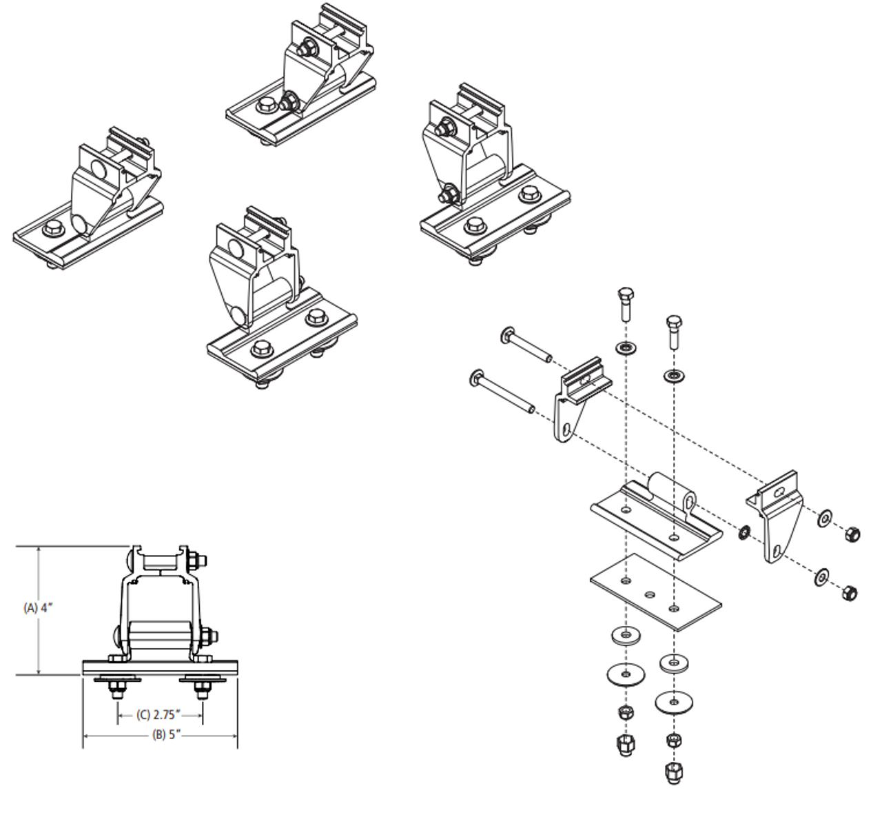 LadderProducts.com | Prime Design Truck Topper Mounting Assembly FBM-1019-BLK (Black)