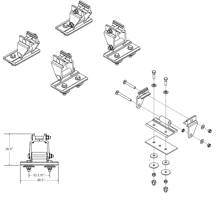 LadderProducts.com | Prime Design Truck Topper Mounting Assembly FBM-1019-BLK (Black)