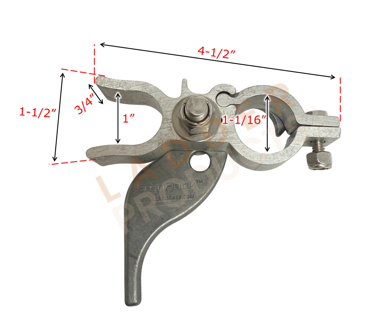 LadderProducts.com | Prime Design ErgoRack Handle Latch Clamp Assembly ELR-8528 (Unpainted)