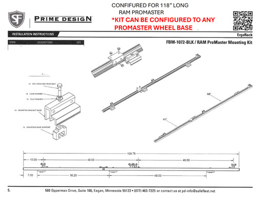 LadderProducts.com | Prime Design FBM-1072-BLK RAM ProMaster Roof Mounting Kit [New Design]